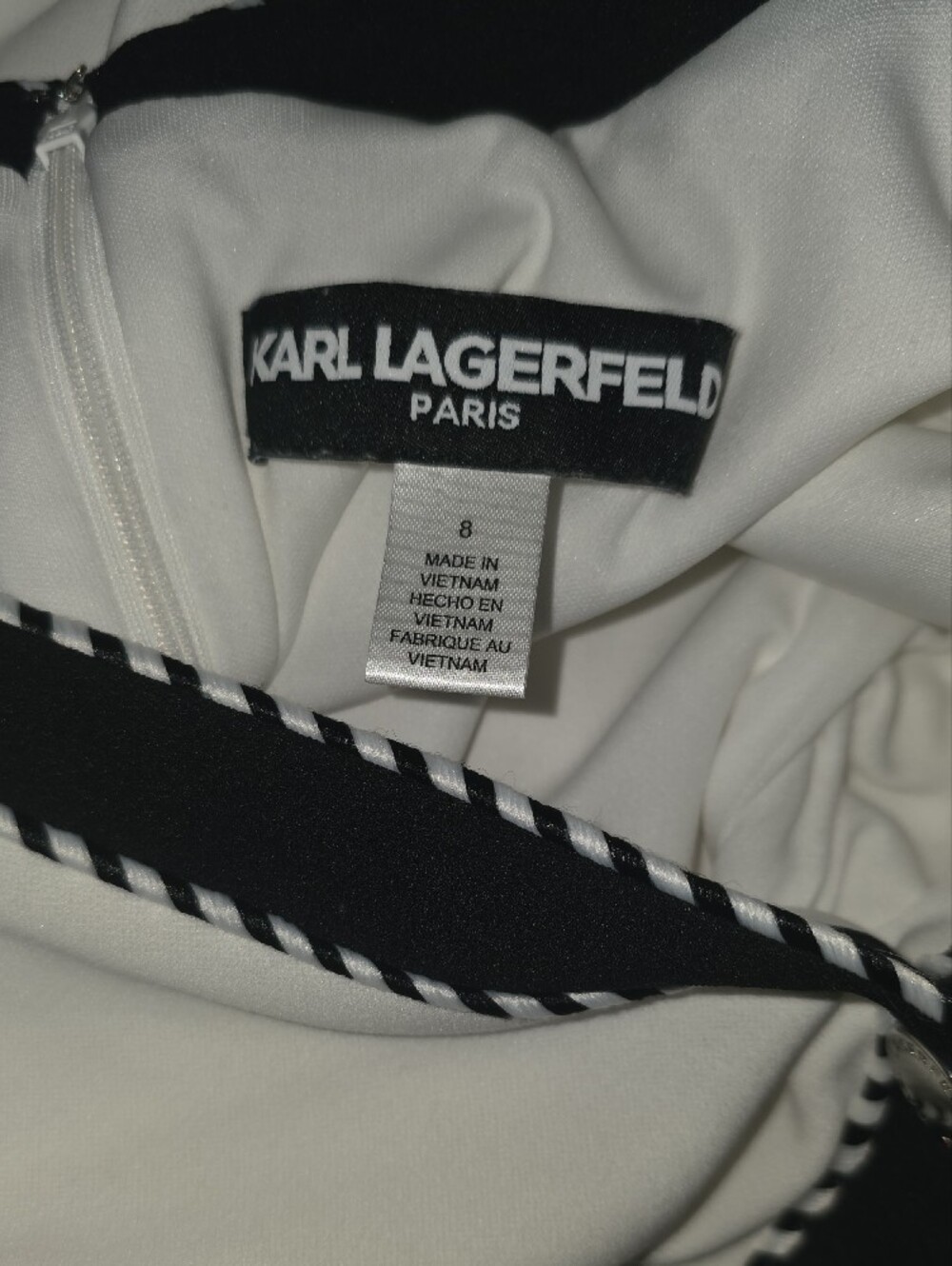 Karl Lagerfeld White Dress with Black Trim - Picture 8 of 8
